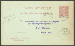 Lettre Cad "Grande Comore" Sur Entier 10c Rose Avec Réponse (ACEP N°6) Pour Les Pays-Bas, 1902. - TB - Altri & Non Classificati