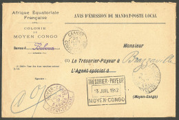 Lettre Cad Violet "Moyen Congo/Baboua/Agent Special" Sur Avis D'émission De Mandat Poste Local Pour Brazzaville Avec Arr - Sonstige & Ohne Zuordnung