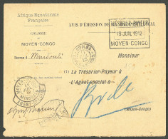 Lettre Cad "Moyen Congo/Mindouli/Agent Special" Sur Avis D'émission De Mandat Poste Local Pour Brazzaville, Avec Arr. Au - Andere & Zonder Classificatie