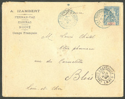 Lettre Cad Bleu "Fernan-Vaz/Congo Français" Sur No 17 Sur Enveloppe Pour Blois 1899. - TB - Autres & Non Classés