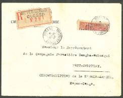 Lettre Cad "Ouesso/Congo Français" Sur No 80 Coupé Verticalement Sur Enveloppe Recommandée Pour Fort Soufflay, 1926 . -  - Other & Unclassified