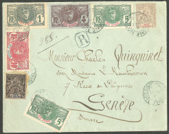 Lettre Cad "Bingerville/Cote D'Ivoire". Nos 5 + 6 + 21 + 23 + 24 (2) + 25 Sur Enveloppe Recommandée Pour Genève, 1908. - - Sonstige & Ohne Zuordnung