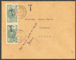 Lettre Cad "Touba/Cote D'Ivoire". Nos 24 (2) Surchargé T, Sur Enveloppe Locale, à Côté Mention Manuscrite "taxé Ainsi Fa - Sonstige & Ohne Zuordnung