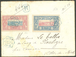 Lettre Cad Bleu "Djibouti/postes". Nos 12 + 15 Sur Enveloppe Recommandé Pour Lannion, 1895. - TB - Other & Unclassified