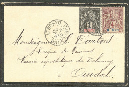 Lettre Cad "Porto-Novo/Dahomey". Bénin 35 + Dahomey 6 Sur Enveloppe Pour Ouidah, 1903. - TB - Andere & Zonder Classificatie