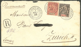 Lettre Cad "Porto-Novo/Dahomey Et Depces". Bénin 43 + Dahomey 1 Sur Enveloppe Recommandée Pour Zurich, 1903 . - TB - Altri & Non Classificati