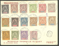 Lettre Cad "Porto-Novo/Dahomey". Nos 1 à 17 Sur Enveloppe Recommandée Pour Paris, 1913. - TB - Andere & Zonder Classificatie