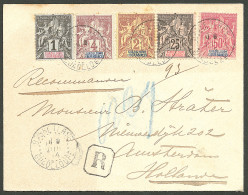 Lettre Cad "Basse-Terre/Guadeloupe". Nos 27 à 29 + 34 + 37 Sur Enveloppe Recommandée Pour Amsterdam, 1894. - TB - Altri & Non Classificati