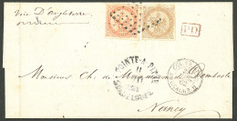 Lettre Losange Sur CG Nos 3 + 5, Sur Lettre Avec Cad Sans Cercle Ext. "Pointe-a-Pitre/Guadeloupe", Pour Nancy, 1862. - T - Autres & Non Classés