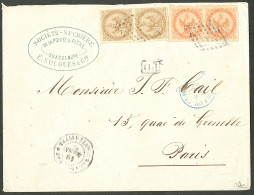 Lettre Losange Sur CG Nos 3 Paire Verticale + 5 Paire, Sur Enveloppe En Double Port Pour Paris, Avec Cad "Pointe à Pitre - Sonstige & Ohne Zuordnung