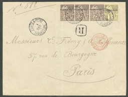 Lettre Cad "Pointe-à-Pitre/Guadeloupe". Nos 21 Bande De Trois + 26 Sur Enveloppe Recommandée Pour Paris, 1891. - TB - Other & Unclassified