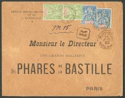 Lettre Cad "Guadeloupe/Saint-Martin". Nos 32 Paire Verticale + 40(2) Sur Enveloppe Recommandée Pour Paris, 1902. - TB -  - Andere & Zonder Classificatie