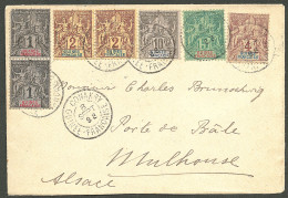 Lettre Cad "Conakry/Guinée Française". Nos 1 Paire Verticale + 2 Paire + 3 à 5 Sur Enveloppe Pour Mulhouse, 1898. - TB - Andere & Zonder Classificatie