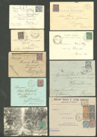 Lettre 1895-1908, 6 Enveloppes Et 3 CP Afft Type Groupe. - TB - Sonstige & Ohne Zuordnung