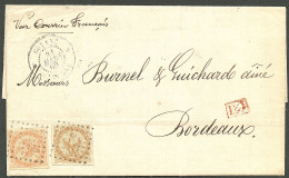 Lettre CG 3 + 5 Obl Losange, Cad "Guyane/Cayenne" Sur Lettre Avec Texte Pour Bordeaux, 1869. - TB - Other & Unclassified