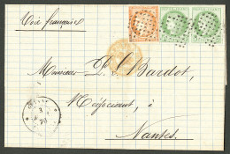 Lettre CG 13 + 17 Paire Obl Losange, Cad "Guyane/Cayenne" Sur Lettre Pour Nantes, 1876. - TB - Autres & Non Classés