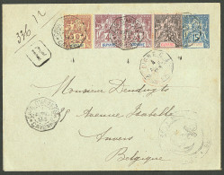 Lettre Cad Octog. "Corr. D'armées/Cayenne" Sur Entier 15c Bleu + 31 + 32 (2) + 37 Sur Enveloppe Pour La Belgique, 1893.  - Other & Unclassified