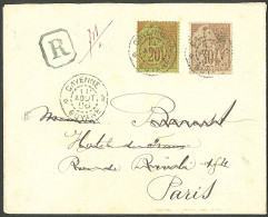 Lettre Cad "Cayenne/Guyane". CG 52 + 55 Sur Enveloppe Recommandée Pour Paris 1898. - TB - Andere & Zonder Classificatie