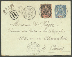 Lettre Cad "Cayenne/Guyane" Sur Entier 15c Bleu + 37 Recommandé Pour Paris, 1899.  - TB - Autres & Non Classés