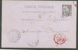 Lettre Cad "Pondichéry/Inde" Sur Entier 10c Noir Pour Paris, 1892. - TB - Andere & Zonder Classificatie