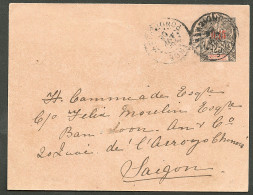 Lettre Cad "Inde/Pondichéry" Sur Entier 0,15 Sur 25c Noir Pour Saigon, 1904. - TB - Andere & Zonder Classificatie