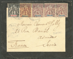 Lettre Cad "Chaudoc/Cochinchine". Nos 3 + 4 + 5 (paire + Un) Sur Enveloppe Pour Asnières. - TB - Andere & Zonder Classificatie