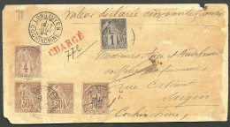 Lettre Cad "Longxuyen/Cochinchine". CG Nos 46 + 48 + 55(3) Sur Devant D'enveloppe Chargée Pour Saigon, 1894. - TB - Altri & Non Classificati