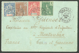 Lettre Cad "Nhatrang/Annam". Nos 18 + 20 + 27 + 29 Sur Enveloppe Pour Montauban, 1905. - TB - Andere & Zonder Classificatie