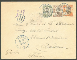 Lettre Cad Bleu "Ninhhoa/Annam". No 81 + 100 + 103 Sur Enveloppe Recommandée Pour Bordeaux, 1923. - TB - Altri & Non Classificati