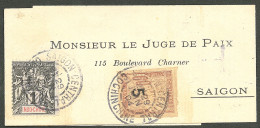 Lettre Cad "Saigon Central/Cochinchine". No 3 + Taxe 1, Sur Bande D'imprimé Local Insuffisamment Affie, 1904. - TB - Andere & Zonder Classificatie