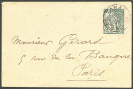 Lettre Cad "Tanan/Cochinchine" Sur Entier 5c Vert Pour Paris, 1895. - TB - Sonstige & Ohne Zuordnung