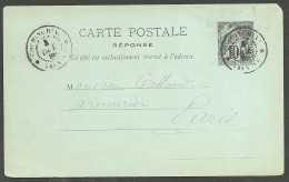 Lettre Cad "Cochinchine/Tayninh" Sur Entier 10c Noir Pour Paris, 1889. - TB - Autres & Non Classés