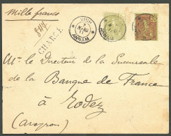 Lettre Cad "Vinh/Annam". No 30 + 37 Sur Devant D'enveloppe Chargée Pour Rodez, 1911. - TB - Andere & Zonder Classificatie