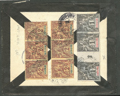 Lettre Cad "Vinhlong/Cochinchine". Nos 3 Bande De Trois Mill 2 + 4 Bande De Trois (2) Au Verso D'une Enveloppe Pour Vinc - Autres & Non Classés