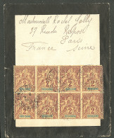 Lettre Cad "Vinhlong/Cochinchine". No 4 Bloc De Huit, Sur Enveloppe Pour Paris, 1904. - TB - Altri & Non Classificati