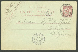 Lettre Cad "Mersina/Turquie D'Asie" Sur Entier 10c Rose Pour Nevers, 1911. - TB - Andere & Zonder Classificatie