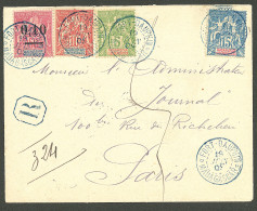 Lettre Cad Bleu "Fort-Dauphin/Madagascar". Nos 33 + 42a + 43 + 53 Sur Enveloppe Recommandée Pour Paris, 1903. - TB - Sonstige & Ohne Zuordnung