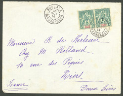 Lettre Cad "Soalala/Madagascar". Grande Comore No 4 Paire Sur Enveloppe Pour Niort, 1914. - TB - Autres & Non Classés