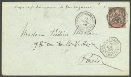 Lettre Cad "1 Tor Et Pes Aux Armées 1 Madagascar". No 35 Sur Enveloppe Du Corps Exped. De Madagascar Pour Paris, 1896. - - Autres & Non Classés