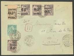 Lettre Cad "Fort De France/chargement". Nos 19 + 27(2) + 28(2) + 34 Sur Enveloppe Recommandée Pour Paris, 1893. - TB. -  - Other & Unclassified