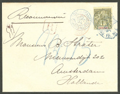 Lettre Cad Bleu "Fort De France/Chargements". No 43 Sur Enveloppe Recommandée Pour Amsterdam, 1894. - TB - Autres & Non Classés