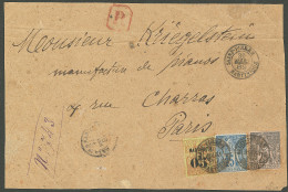 Delcampe - Lettre Cad "Saint-Pierre/Martinique". CG 51 + 54 + Martinique 11 Sur Devant D'enveloppe Recommandée Pour Paris, 1889. -  - Otros & Sin Clasificación
