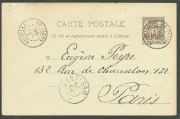 Lettre Cad "Helville/Nossi-Bé" Sur Entier 10c Gris Pour Paris, à Côté Cad "Zanzibar", 1898. - TB - Altri & Non Classificati