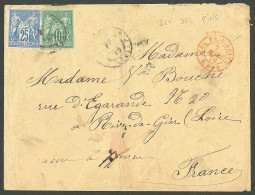 Lettre Cad "NC Poste/Ile Des Pins". CG No 32 + 35 Sur Lettre Pour Rive De Gier, 1879. - TB - R - Autres & Non Classés