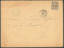 Lettre Cad Bleu "Nlle Calédonie/Kaoné". No 12 Sur Lettre Pour Paris, à Côté Cad "Ligne T/Paq Fr", 1892. - TB - Sonstige & Ohne Zuordnung