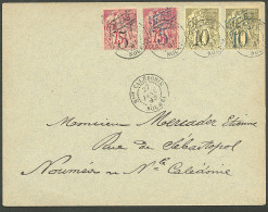 Lettre Cad "Nouvelle-Calédonie/Nouméa". Nos 37 à 40 Sur Enveloppe Pour Nouméa, 1893. - TB - Altri & Non Classificati