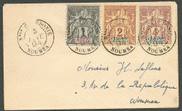 Lettre Cad "Nlle Calédonie/Nouméa". Nos 41 à 43 Sur Enveloppe Carte De Visite Pour Nouméa, 1894. - TB - Andere & Zonder Classificatie