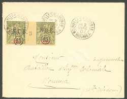 Lettre Cad "Nouvelle Calédonie/Nouméa". Nos 58 Paire Mill 3 Sur Enveloppe Locale, 1902. - TB - Altri & Non Classificati