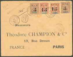 Lettre Cad "Affranchissts/Nouméa". Nos 65 (2) + 66 (2) Sur Enveloppe Recommandée Pour Paris, 1902. - TB - Sonstige & Ohne Zuordnung