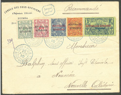 Lettre NOUVELLES-HEBRIDES. Cad Bleu "Port Vila/Nelles Hébrides". Nos 15 à 19 Sur Enveloppe Recommandée Pour Nouméa, 1910 - Andere & Zonder Classificatie